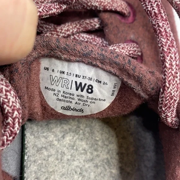 Allbirds Wool Runners Burgundy W8 - Picture 8 of 10